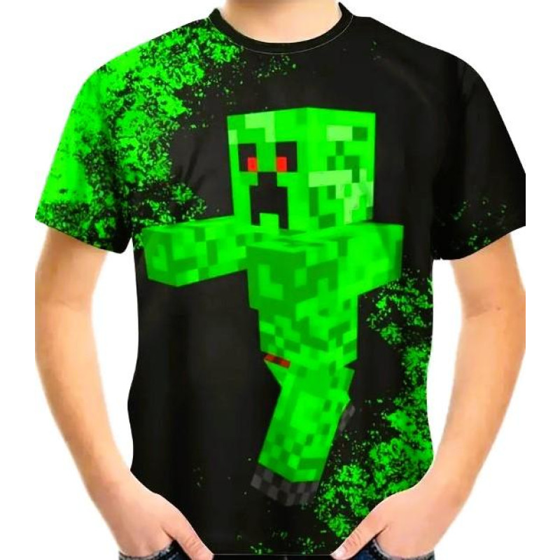 Tričko Minecraft Creeper čierno zelená