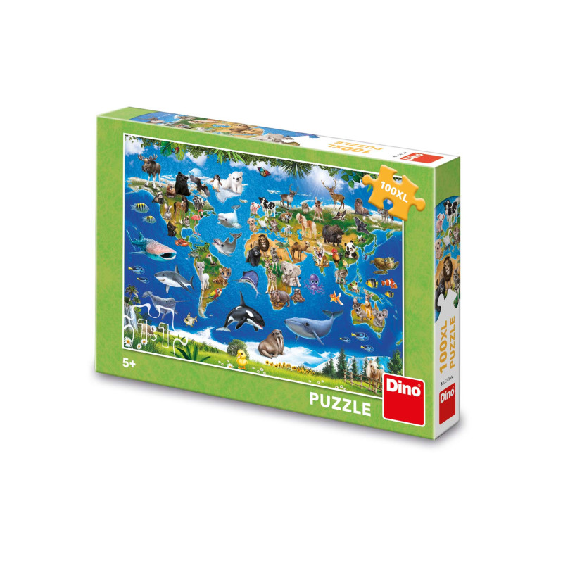 Puzzle mapa zvierat 100 XL